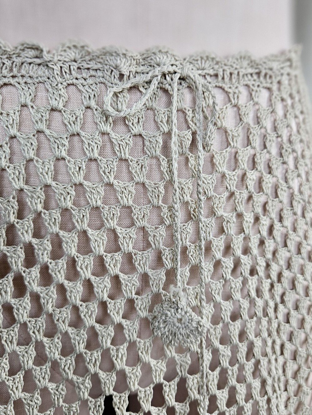 White Fringe Crochet Convertible Poncho Skirt Cover Up - Picture 5 of 8